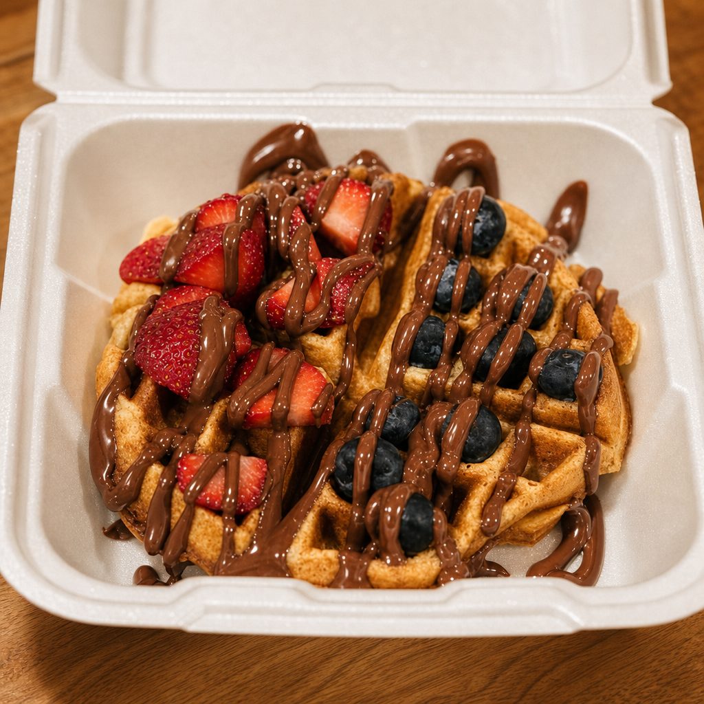 Berries And Nutella Waffles.