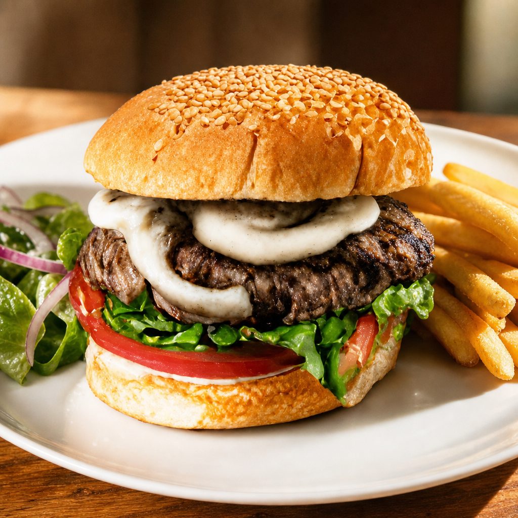 Mushroom & Swiss Burger.