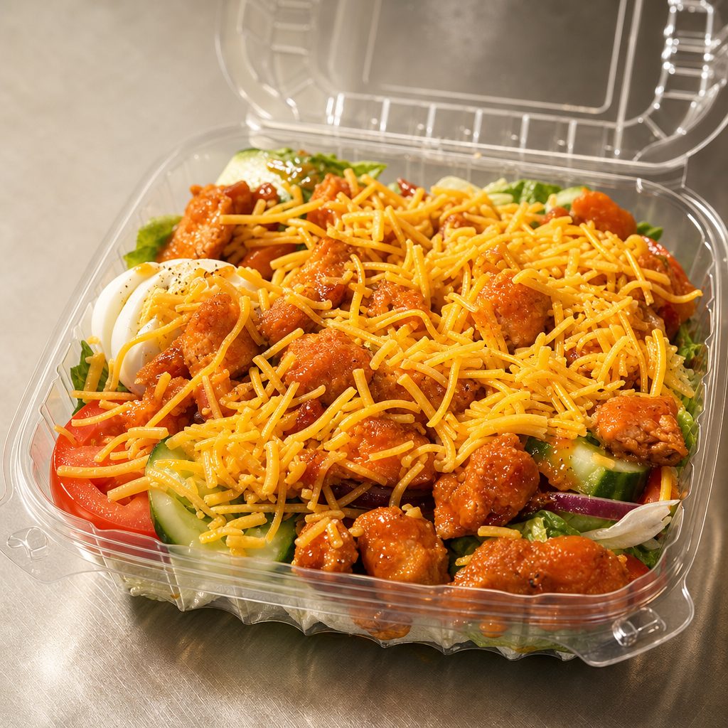 Buffalo Chicken and Bacon Salad.
